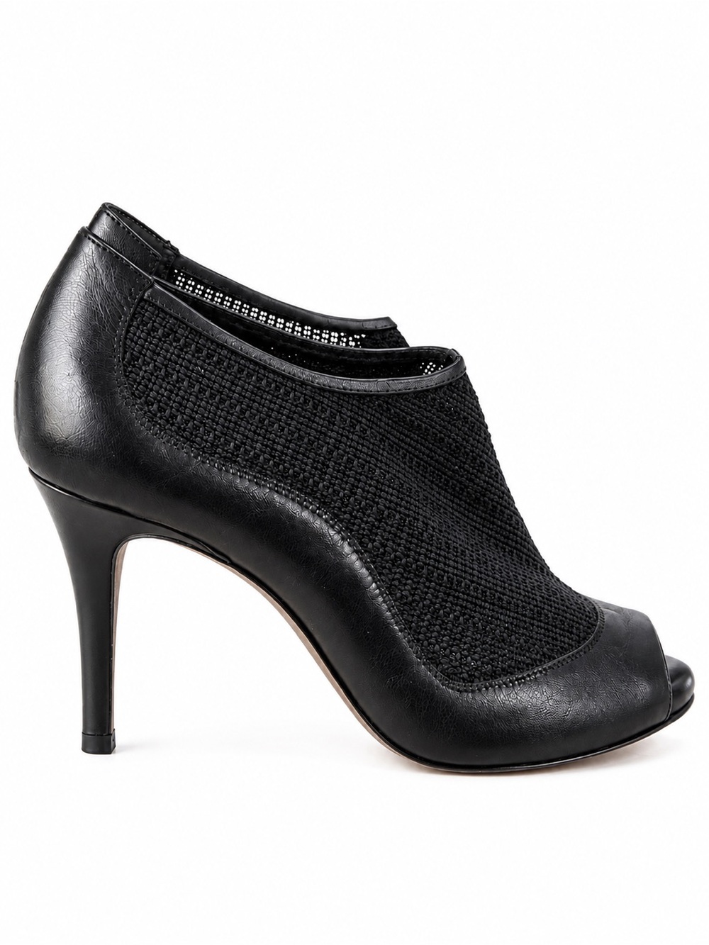 L.K. Bennett Black Leather Mesh Peep Toe Stiletto Heels EU 40